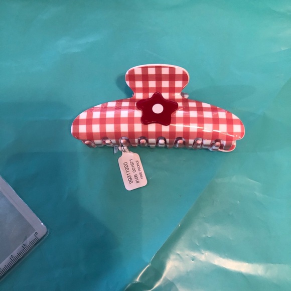 Free People Accessories - Free People Red and White Checkered Hair Clip